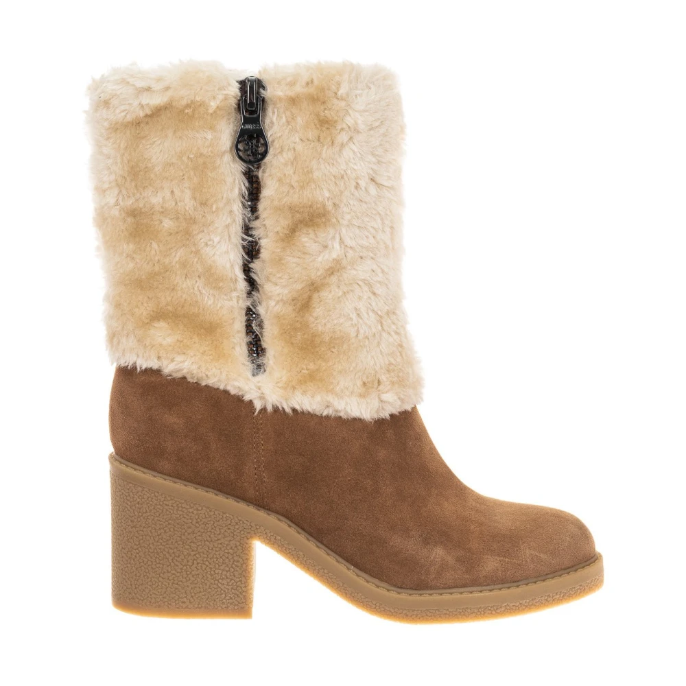 Guess Round Toe Suede Ankle Boots - Female - Winter Boots - Brown - 2 Uk - Shoes