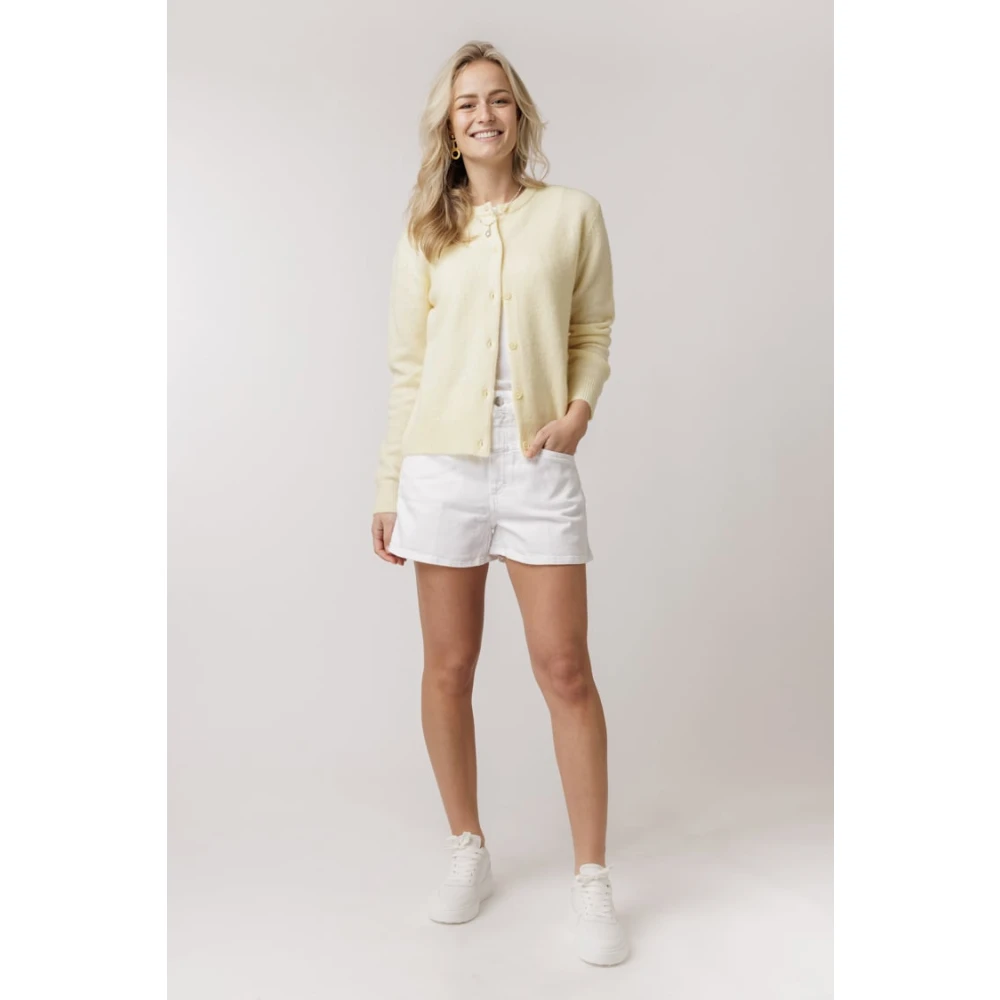 closed High-Waist Witte Korte Jeans White Dames