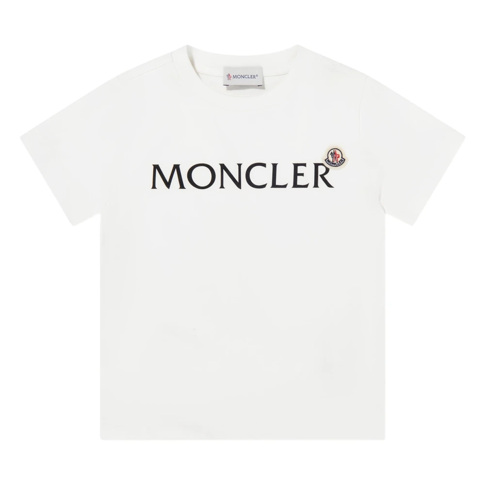 Moncler Beige Cotton Logo T-Shirt - Male - Kids Short Sleeve T-Shirts - 4 Y - Kids