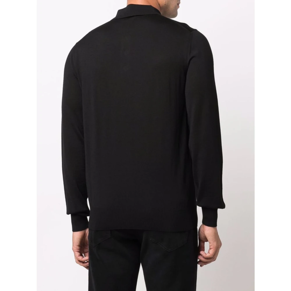 Emporio Armani Wollen Polo Shirt Black Heren