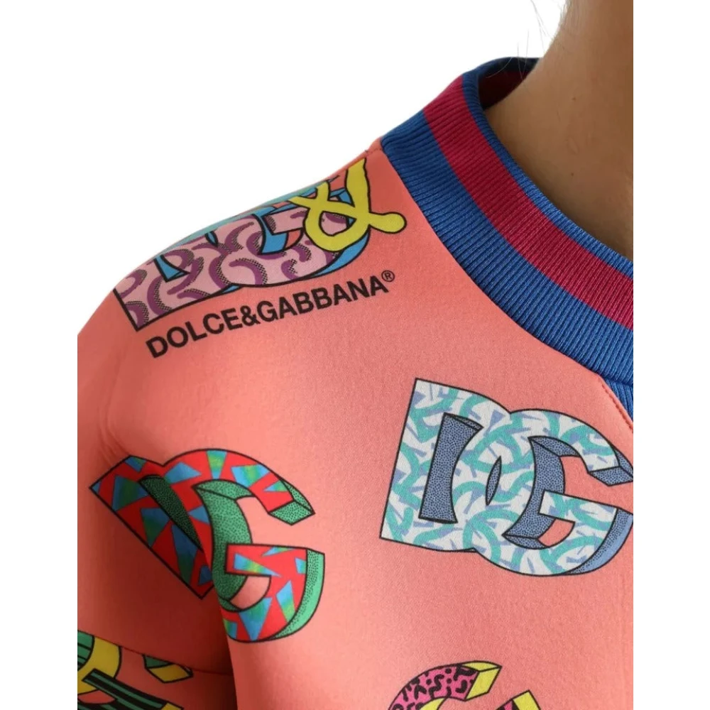 Dolce & Gabbana Roze Logo Print Sweatshirt Pullover Multicolor Dames