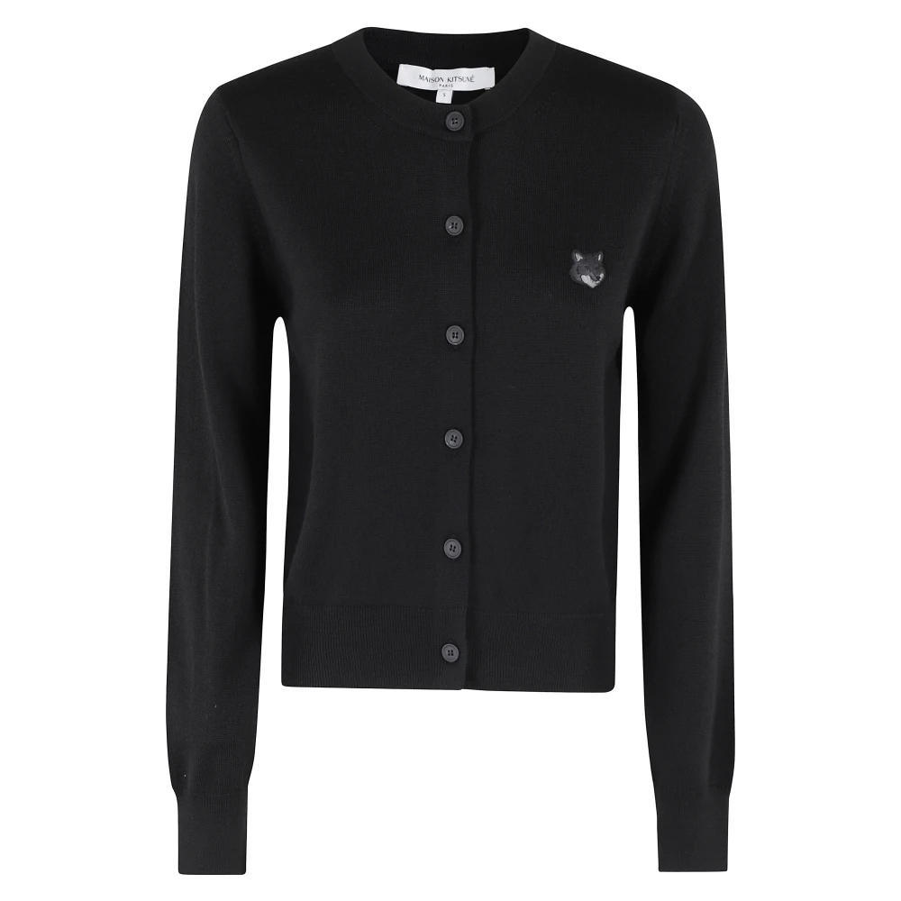 Maison Kitsuné Vossenkop Patch Cardigan Black Dames