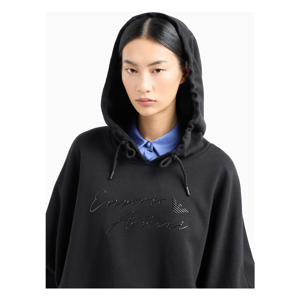 Emporio Armani Zwarte hoodie met logo-accent Black Dames