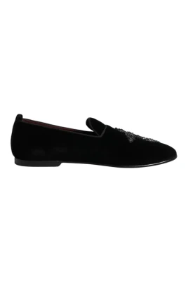 Svart Guld Kors Loafers Kjol Skor