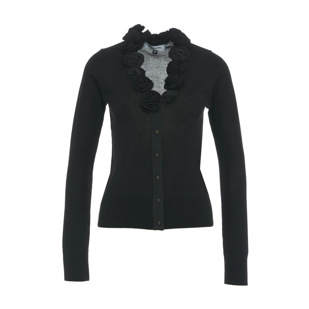 Blugirl Zwarte Gebreide Vest met Rozenapplicaties Black Dames