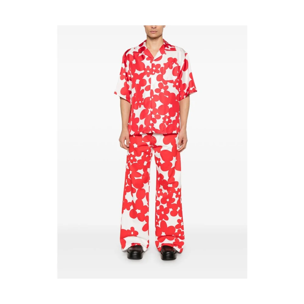 Marni Bloemenprint Wijde Pijp Broek Red Heren