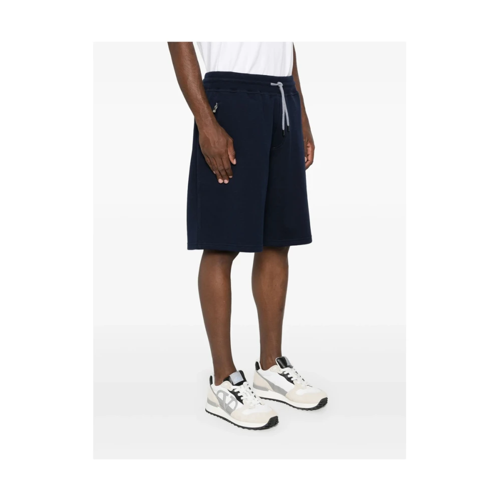 BRUNELLO CUCINELLI Navy Blauwe Jersey Trekkoord Broek Blue Heren