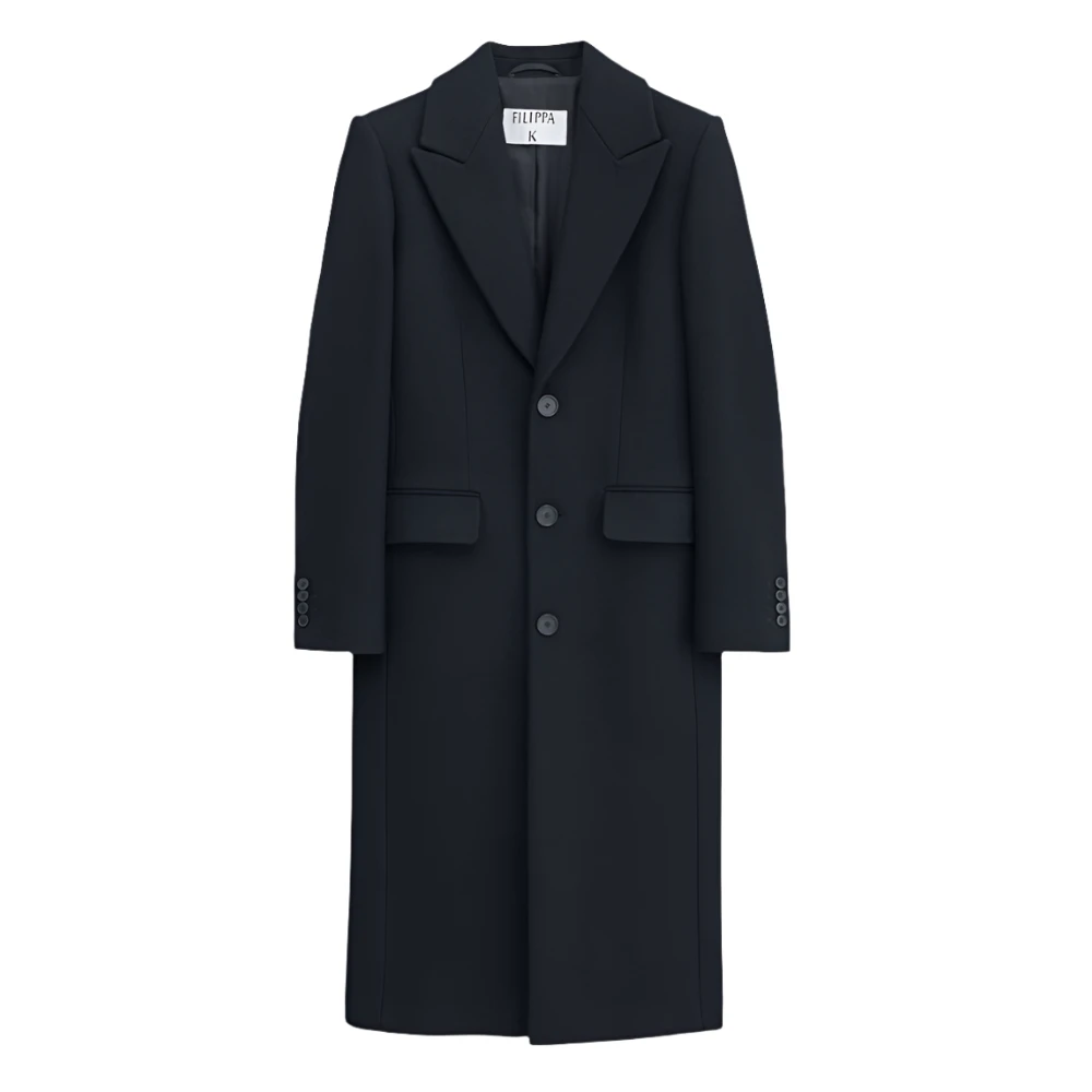 Filippa K Zwarte wollen jas met brede schouders Black Dames