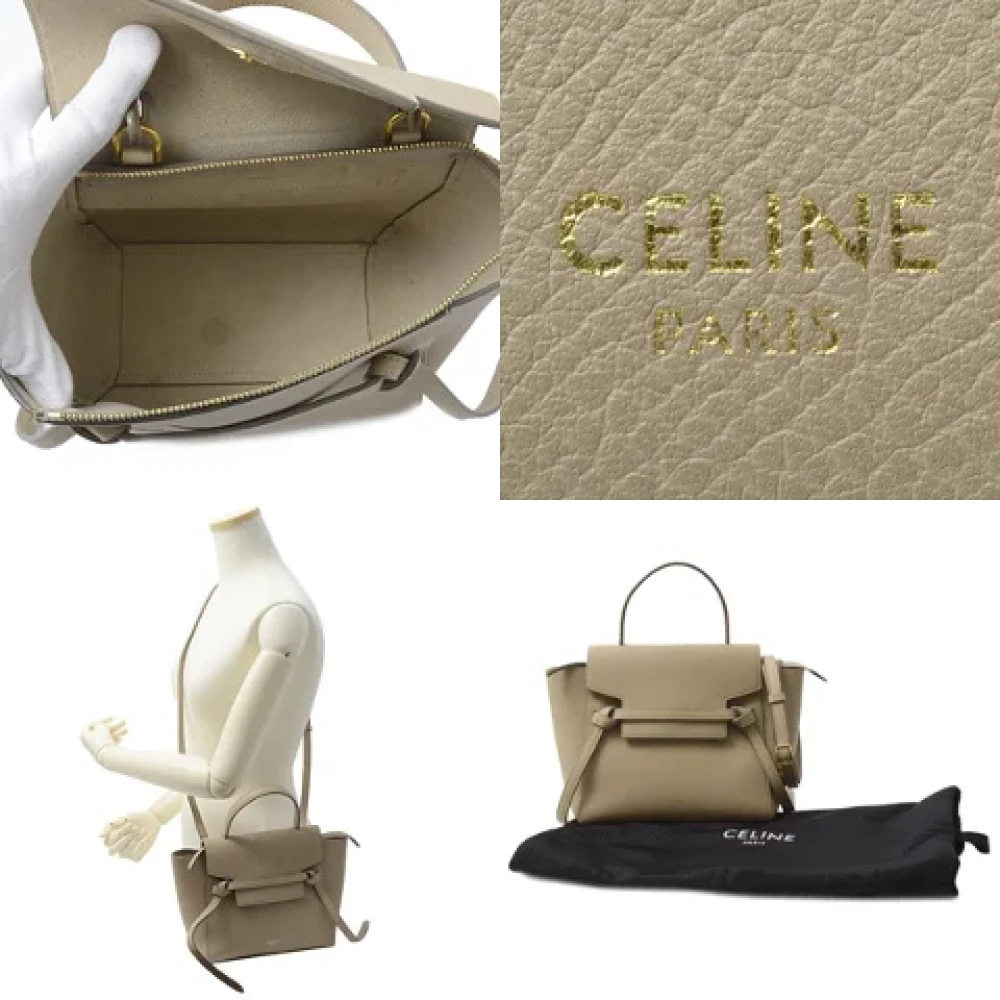 Celine Vintage Pre-owned Leather celine-bags Gray Dames