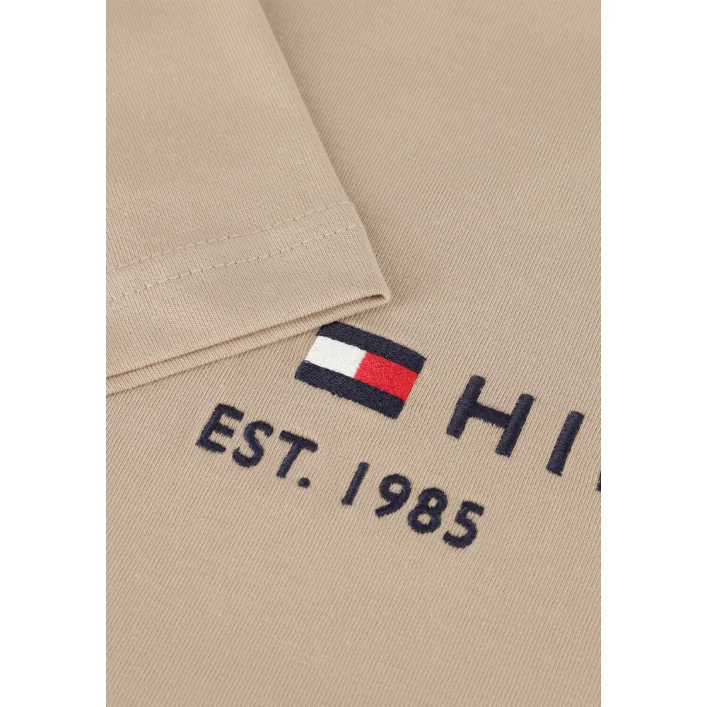 Tommy Hilfiger Khaki Logo Tee Casual Stijl Beige Heren