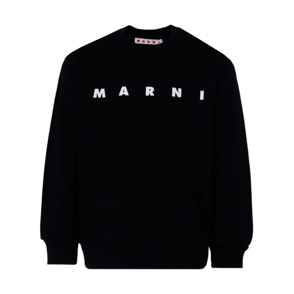 Marni Mannelijk Zwart Sweatshirt Met Ronde Hals,Sweatshirt Met Logo-Opdruk En Ronde Hals