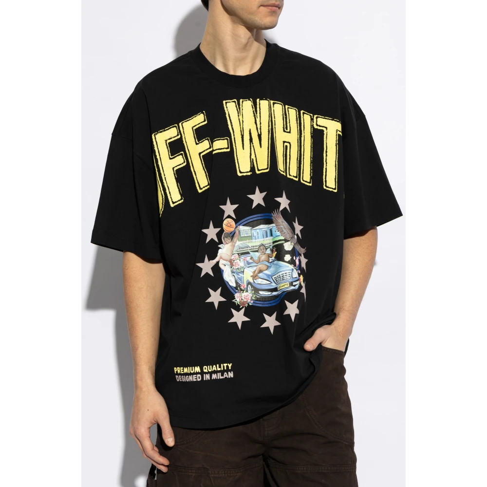 Off White Bedrukt T-shirt Black Heren