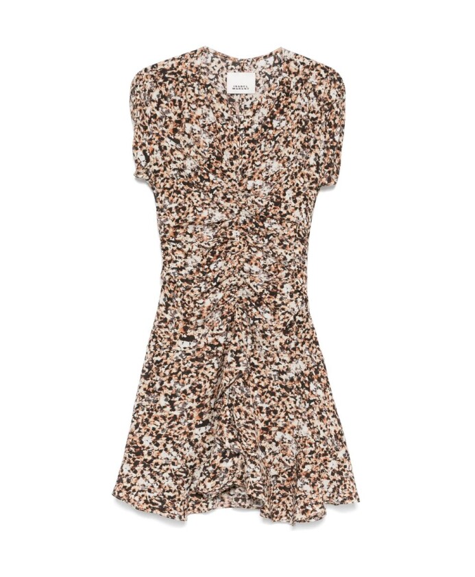 ecru-ruched-abstract-pattern-dress