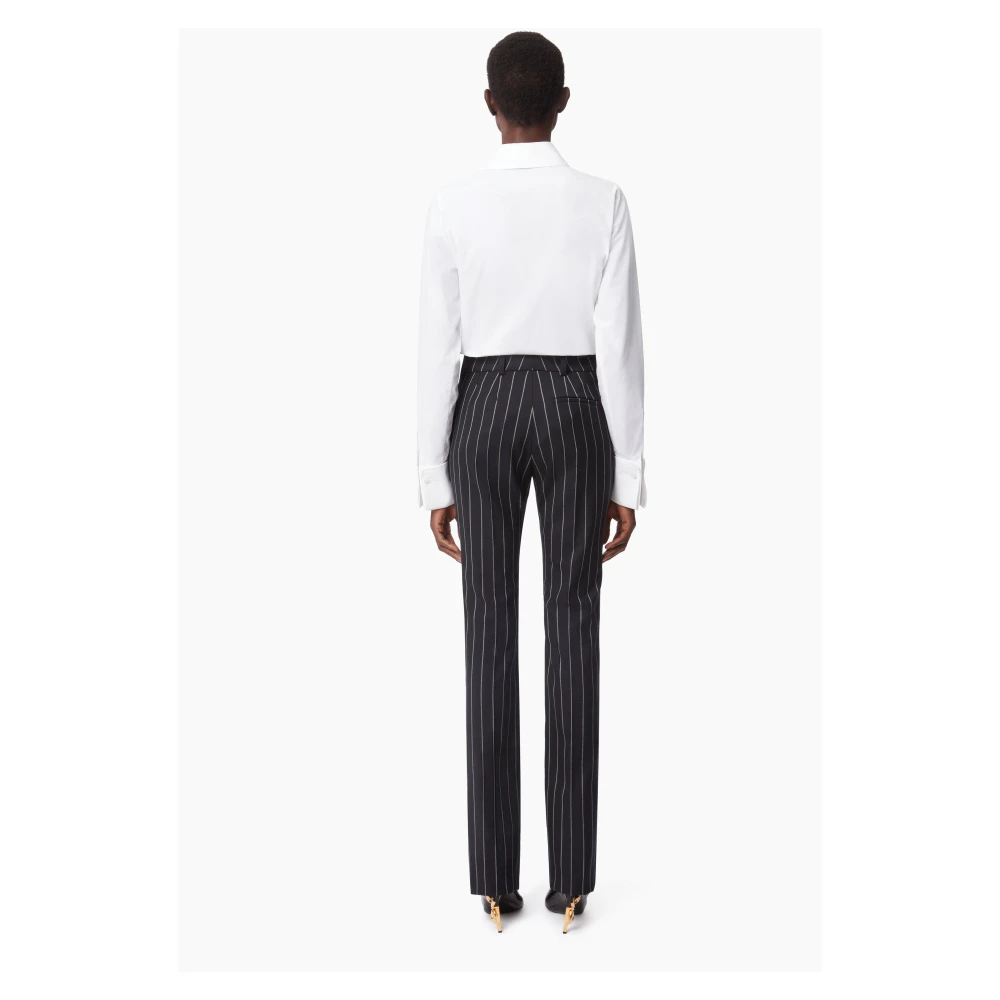 Nina Ricci Blauwe Pinstripe Wol Straight Broek Multicolor Dames