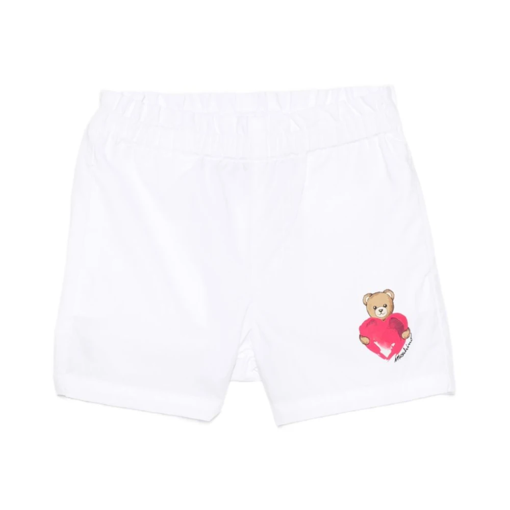Moschino Girls White Shorts, 3 Y, Teddy Bear Logo Shorts