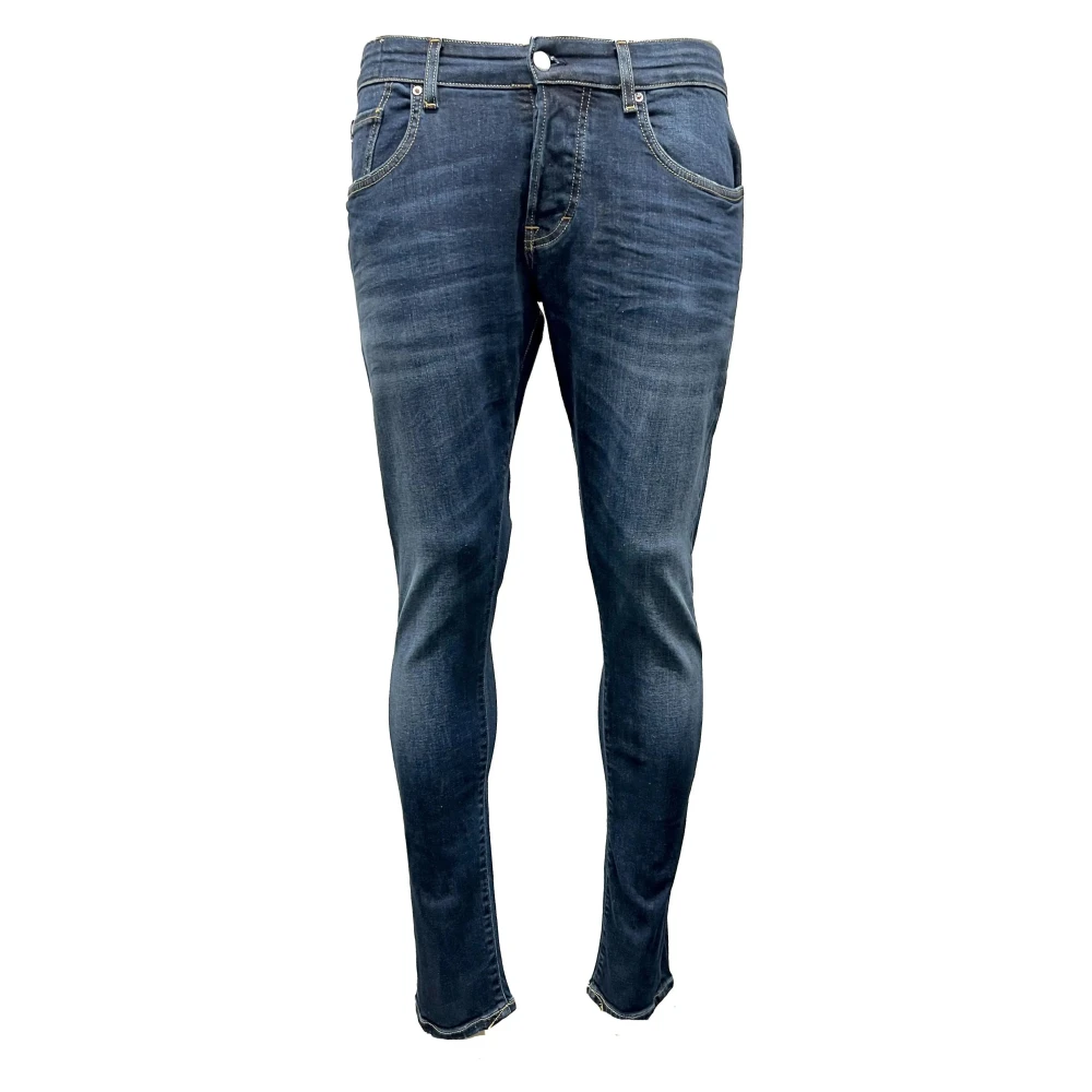 Jacob Cohën Navy Linnen Slim Fit Broek Blue Heren