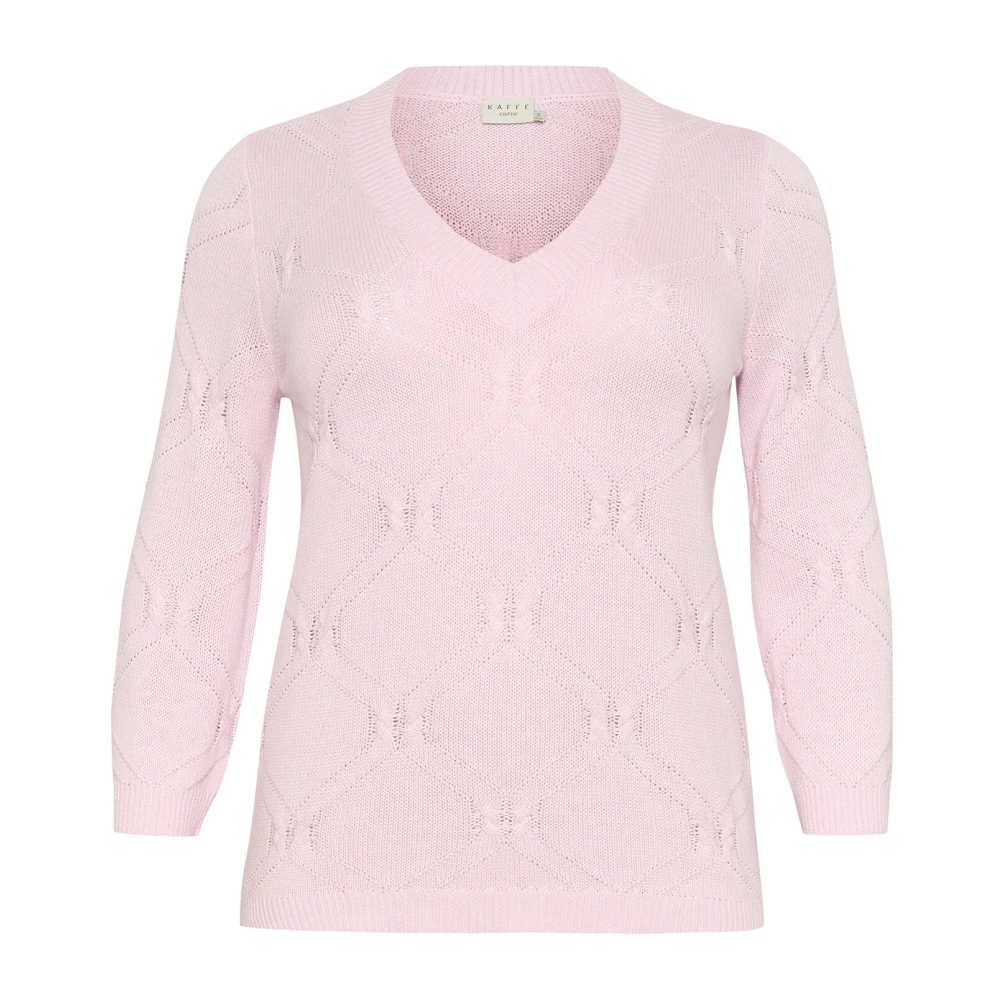 Kaffe Curve Zachte Gebreide Trui Lila Sneeuw Pink Dames