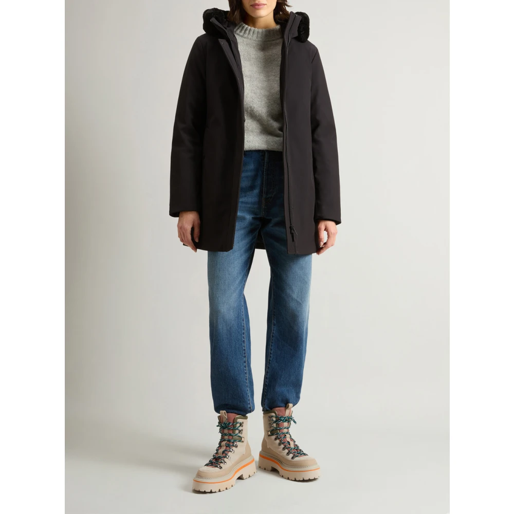 Woolrich Zwarte Donsbont Parka Jas Black Dames