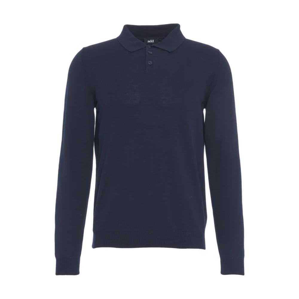 add Blauw Gebreid Poloshirt Casual Elegantie Blue Heren