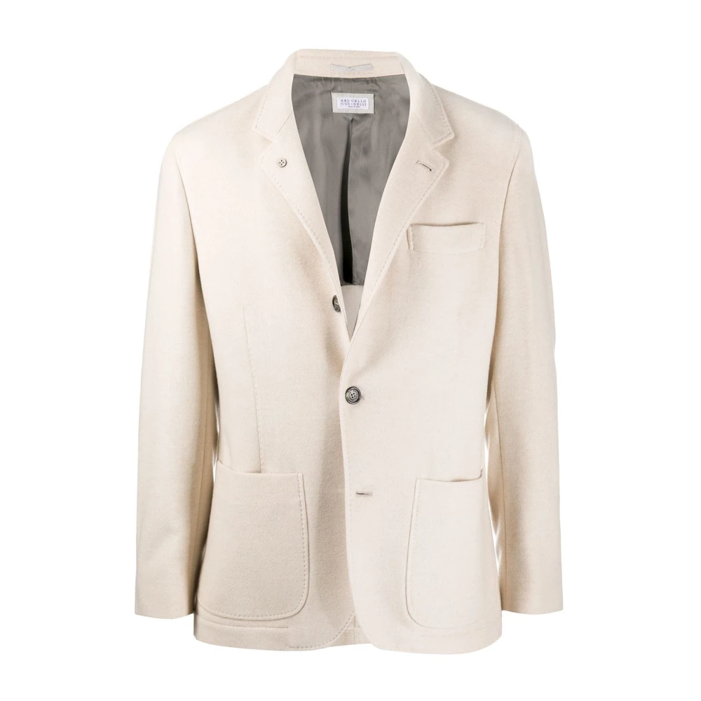 BRUNELLO CUCINELLI Luxe Cashmere Blazer met 3 Knopen Beige Heren