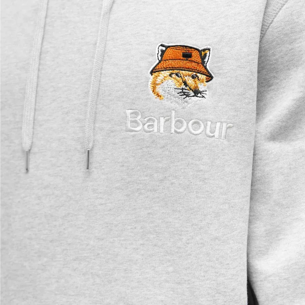 Barbour Fox Head Hoodie Sweatshirt Gray Heren