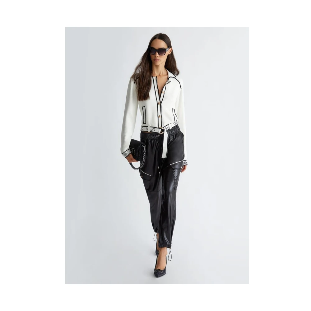 Liu Jo Gebreide cardigan van zijdeblend met jacquardmanchetten White Dames
