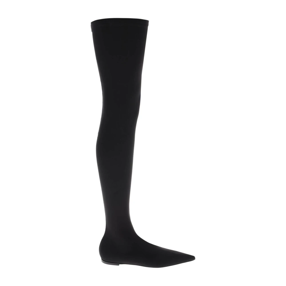 Dolce & Gabbana Women's Black Stretch Jersey Thigh High Boots - Over-The-Knee Boots - 3 1/2 Uk - Shoes