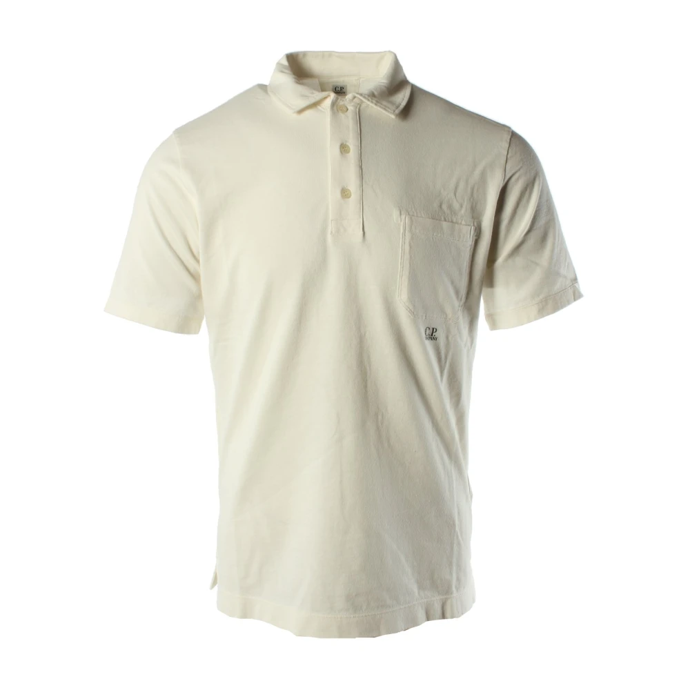 C.p. Company Vit Bomull Polo Skjorta Beige, Herr