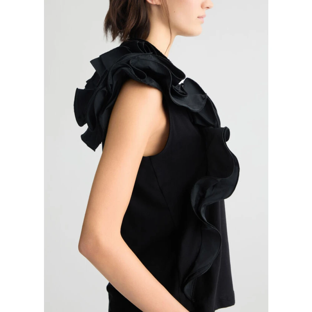 Liu Jo Glamoureuze Zwarte Gedrapeerde Top Black Dames