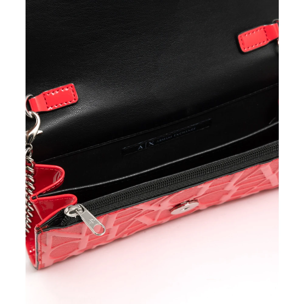 Armani Exchange Logo Drukknoop Schoudertas Red Dames