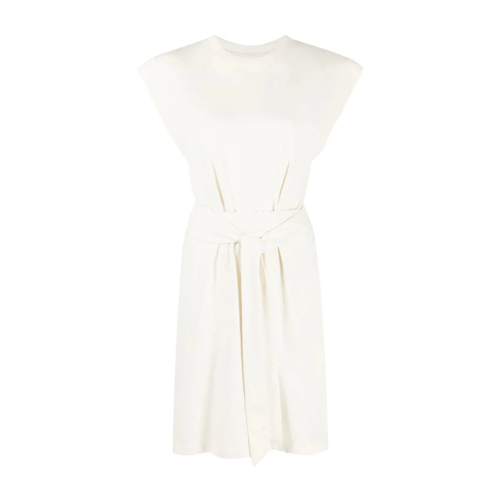 Vince Witte Casual Midi Jurk met Strik Taille White Dames