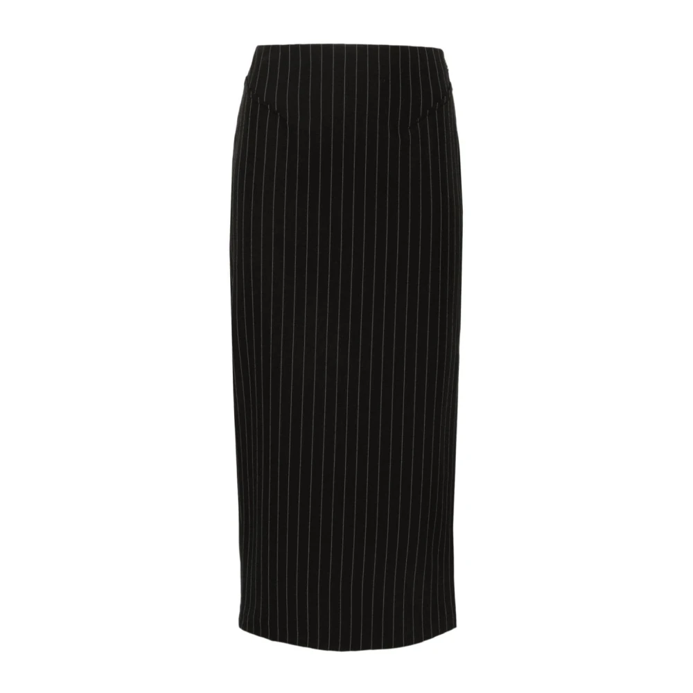 PATRIZIA PEPE Zwarte Krijtstreep Hoge Taille Rok Black Dames