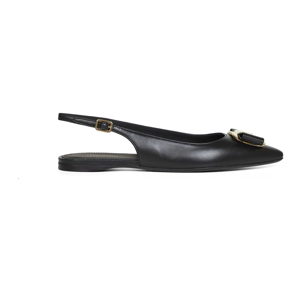 Ferragamo Black New Vara Plate Ballerina - Female - Ballerina Shoes - 6 1/2 Uk - Shoes