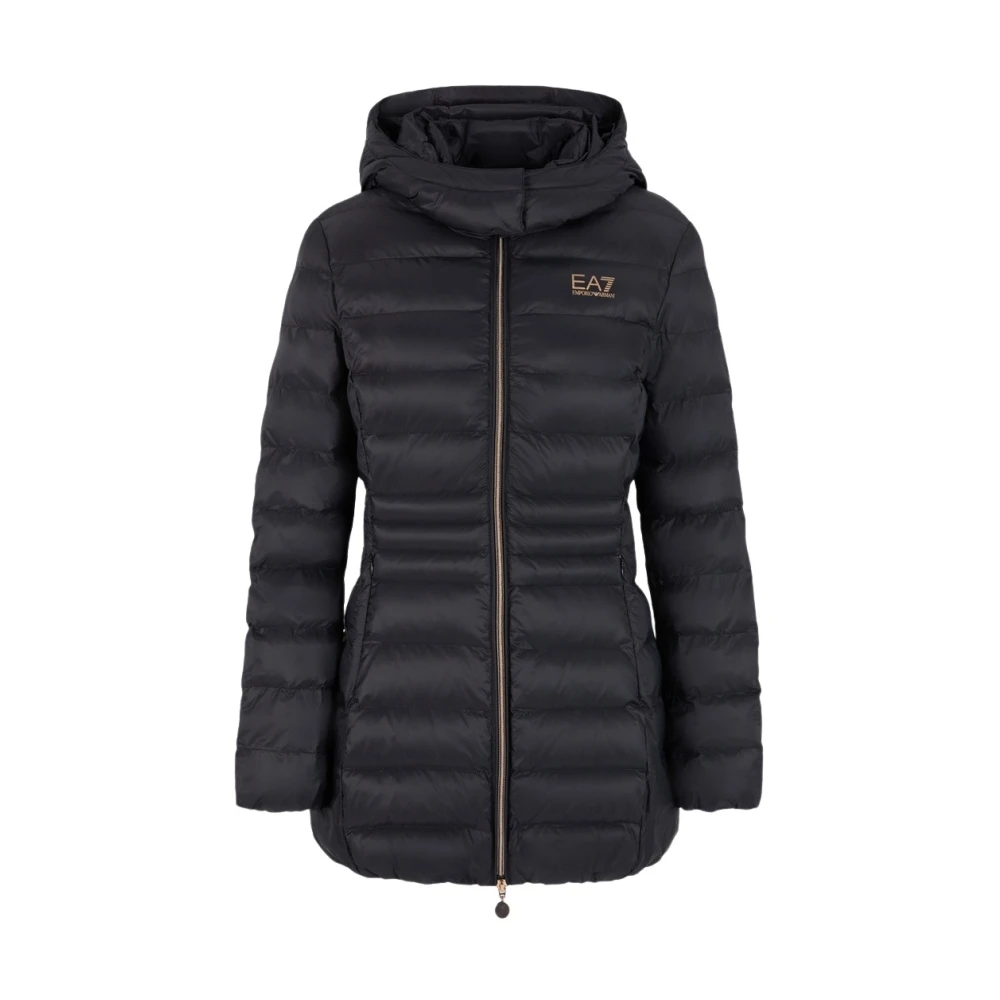 Emporio Armani EA7 Zwarte hoodie met Rosagold-logo Black Dames