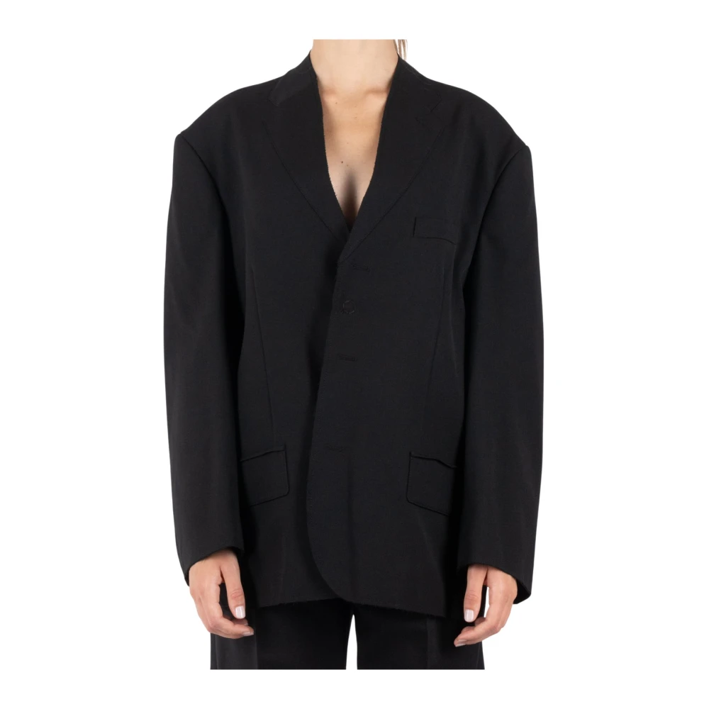 MM6 Maison Margiela Zwart Getailleerd Jasje Verhoog Stijl Black Dames