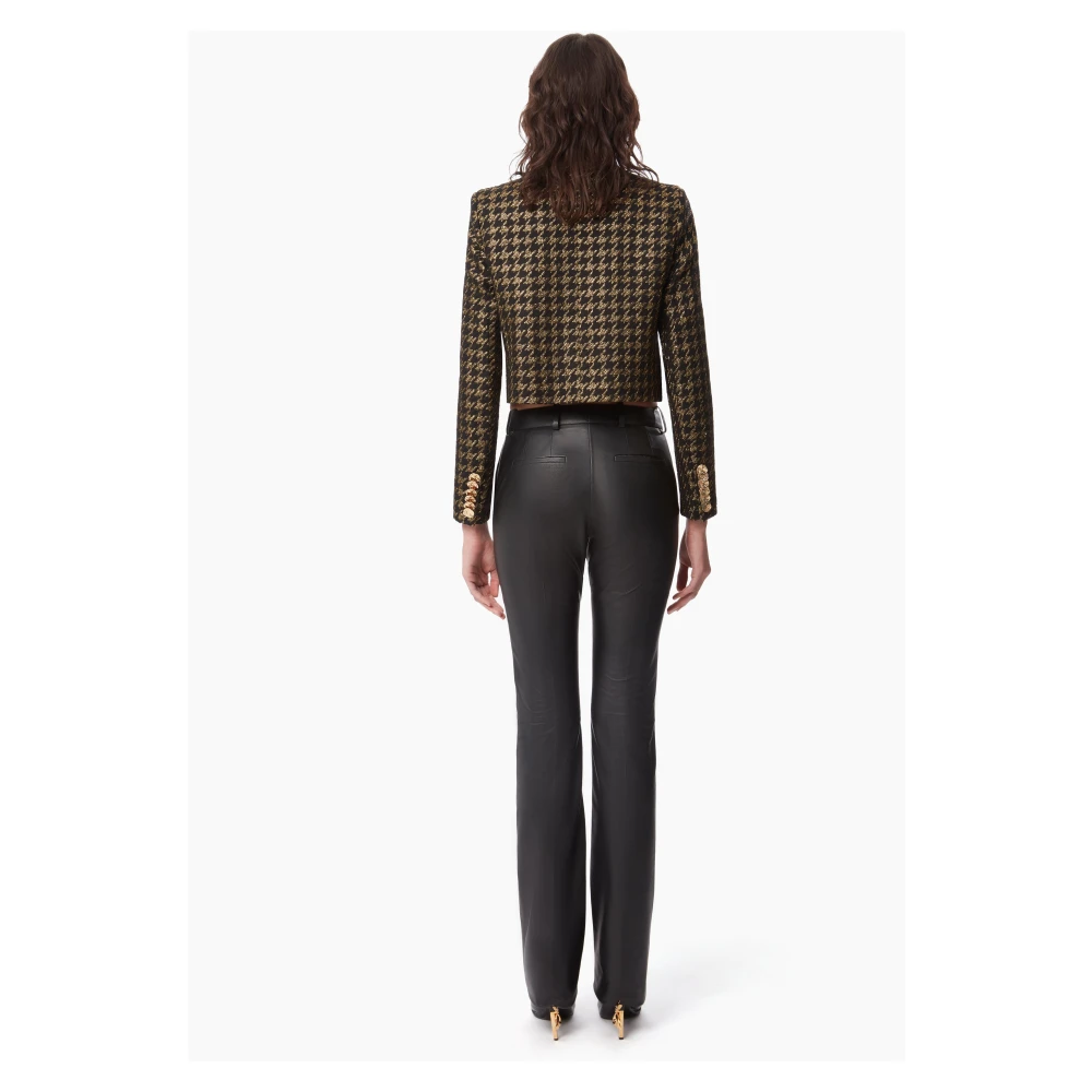 Nina Ricci Zwart Houndstooth Tweed Jas Multicolor Dames