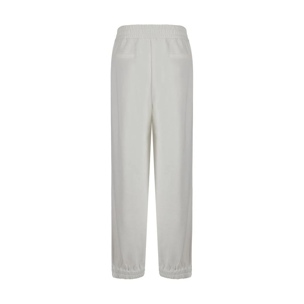 BRUNELLO CUCINELLI Katoenen Jogger Sweatpants met Juweel Detail White Dames