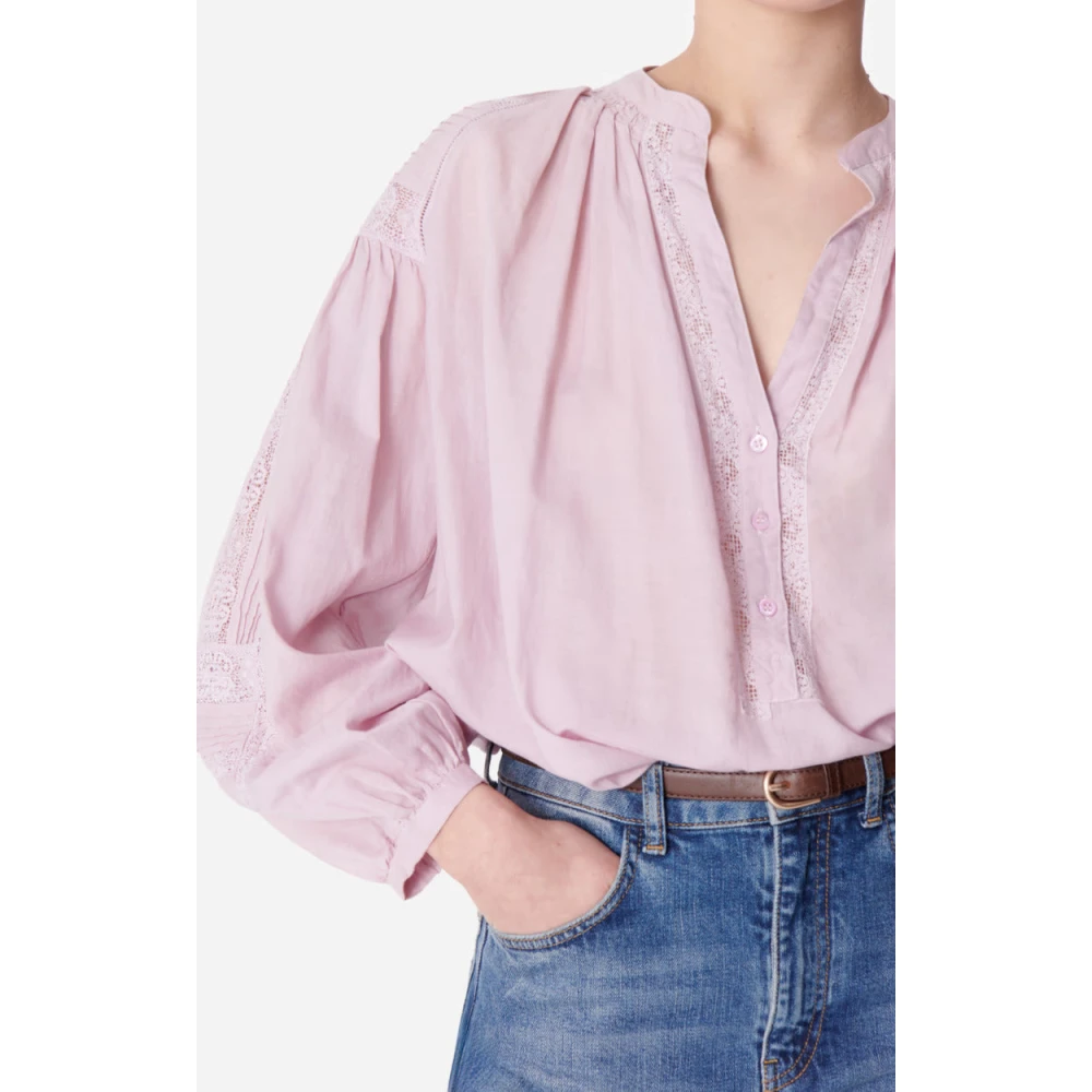 Vanessa Bruno Romantische Blush Blouse met Kantdetails Pink Dames