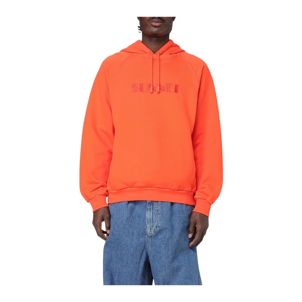 Sunnei Mannelijk Oranje Hoodies & Sweatvesten Heren, Xl, Katoen, Grijze Hoodie Sweatshirt Comfort Stijl