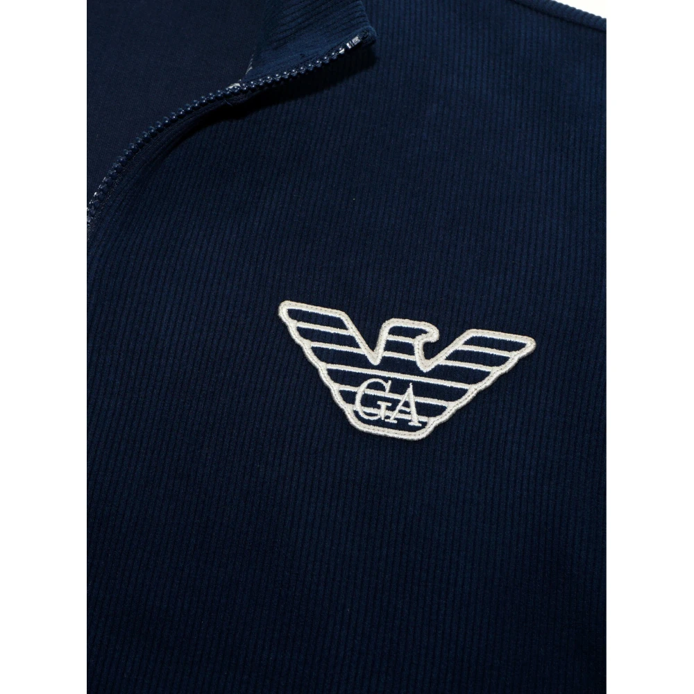 Emporio Armani Logo Gebreide Sweatshirt Blue Heren