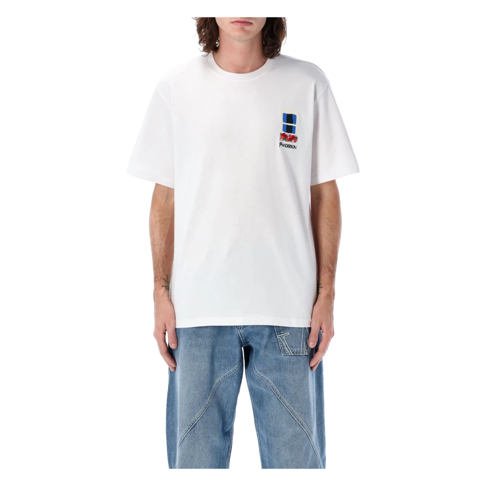 JW Anderson Wit Window Geborduurd T-shirt White Heren