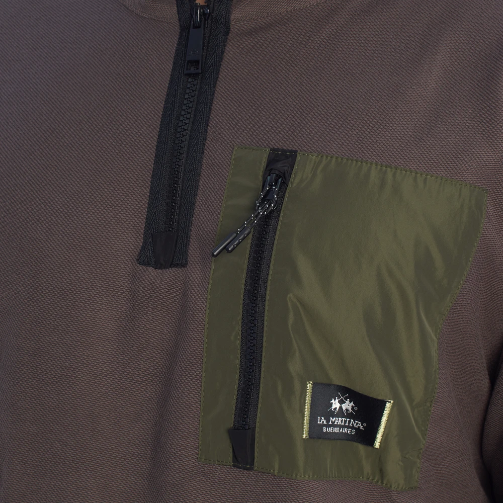 LA MARTINA Sweater met rits Eigentijds ontwerp Brown Heren