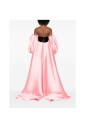 black-pink-satin-cape-dress