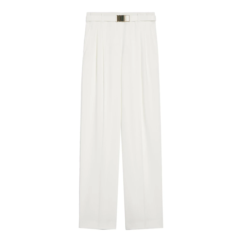 Max Mara Studio Women's White Cady Trousers With Pleats