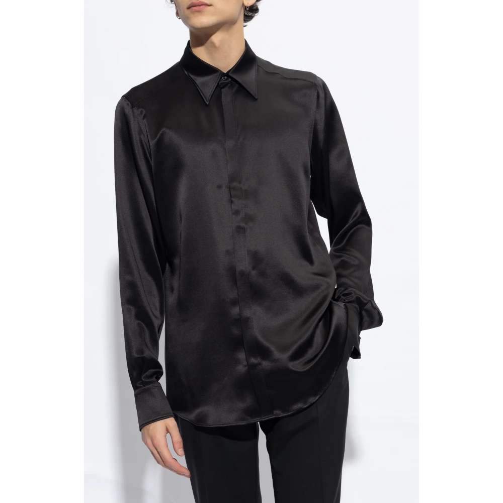 Dolce & Gabbana Zijden shirt Black Heren
