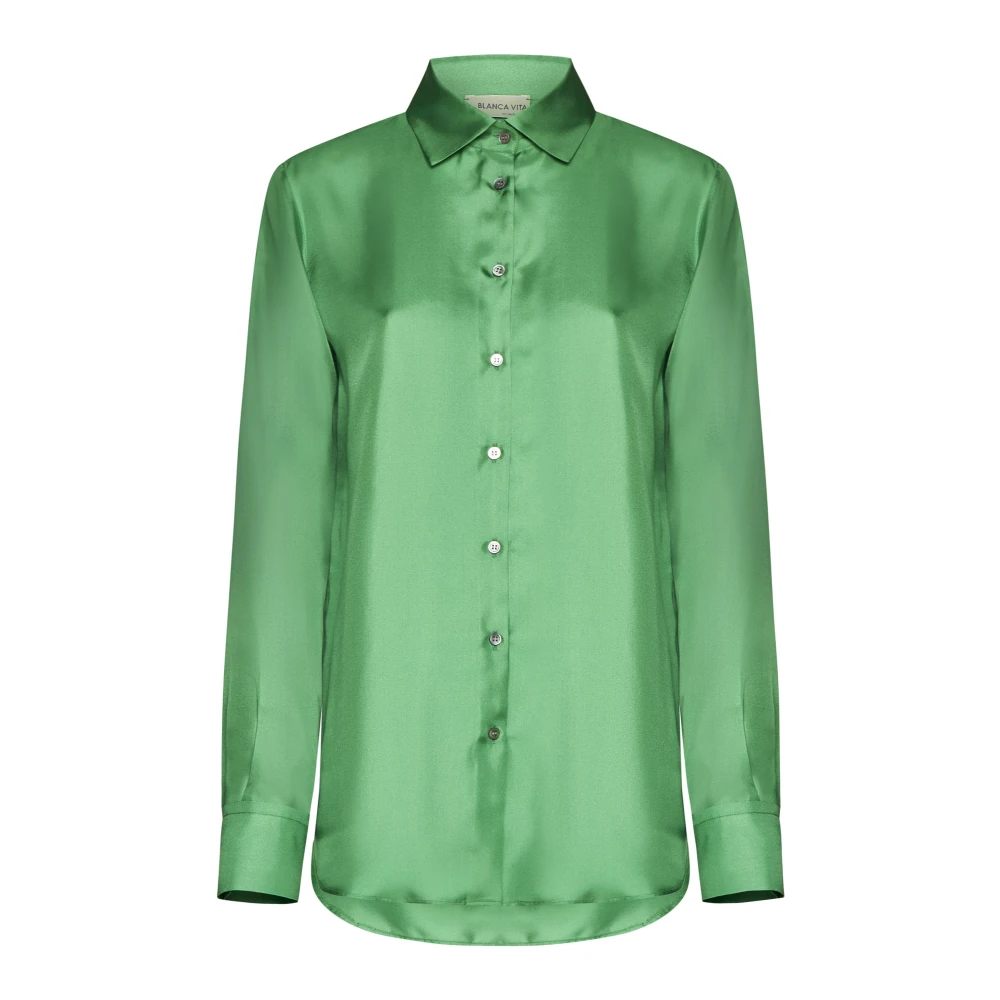 Blanca Vita Groene Basic Shirt Green Dames