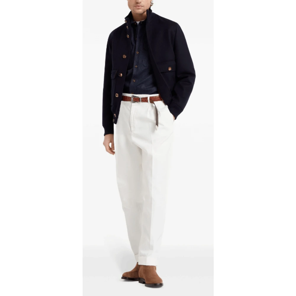 BRUNELLO CUCINELLI Navy Blauw Flanellen Overshirt Blue Heren