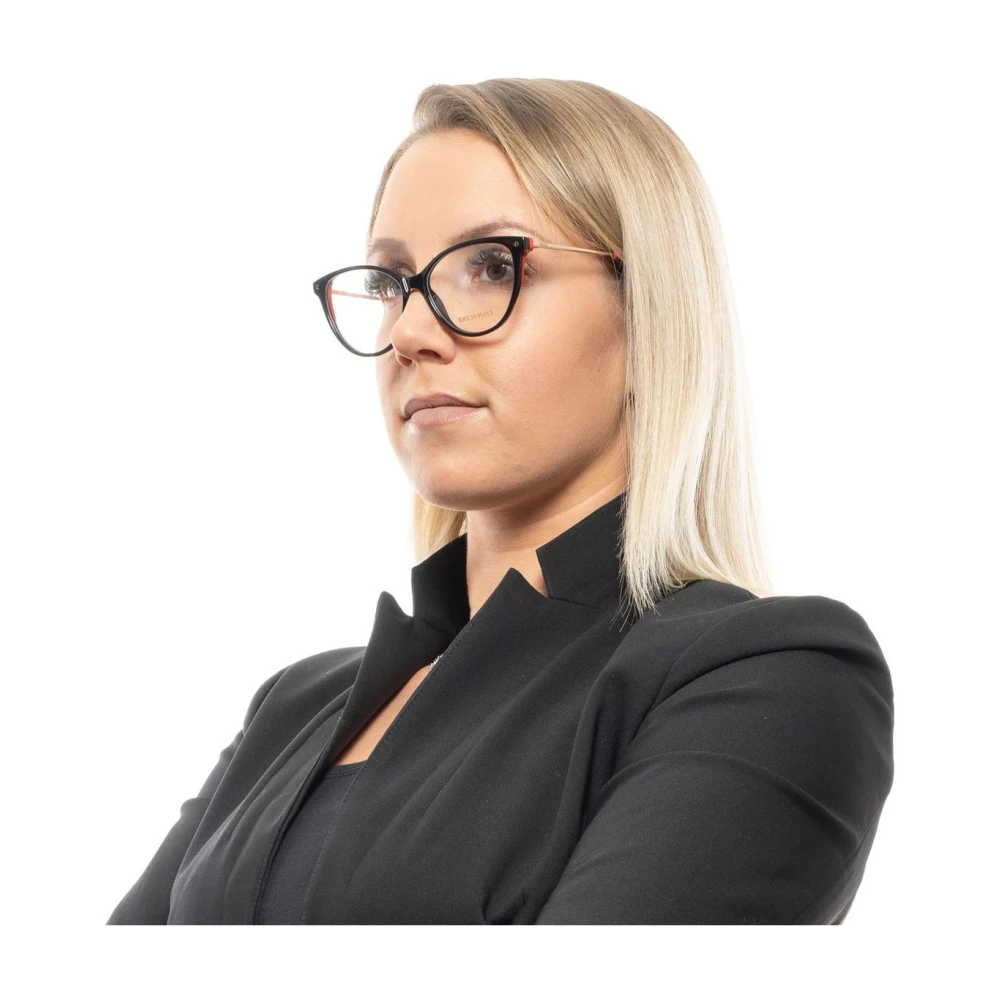 EMILIO PUCCI Zwarte Dames Optische Frames met Merkhoes Black Dames
