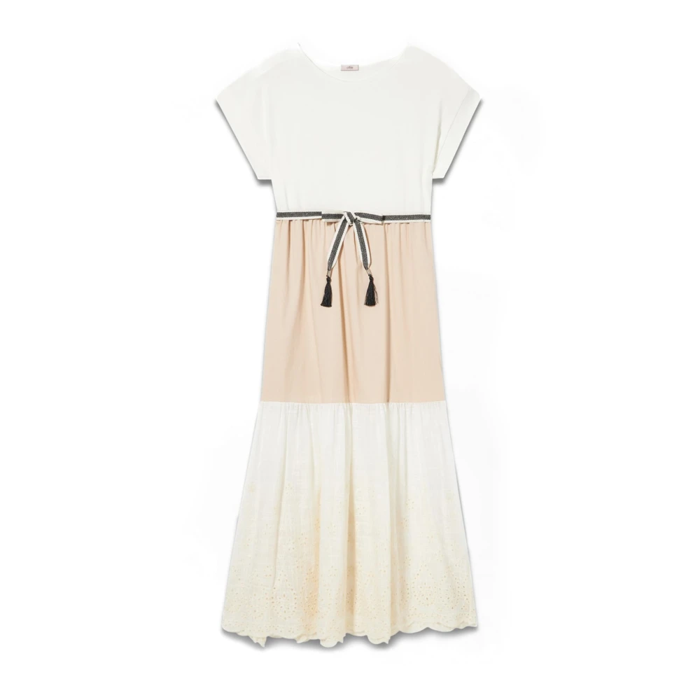 Oltre Jurk met kanten volant en kimono-mouwen Multicolor Dames