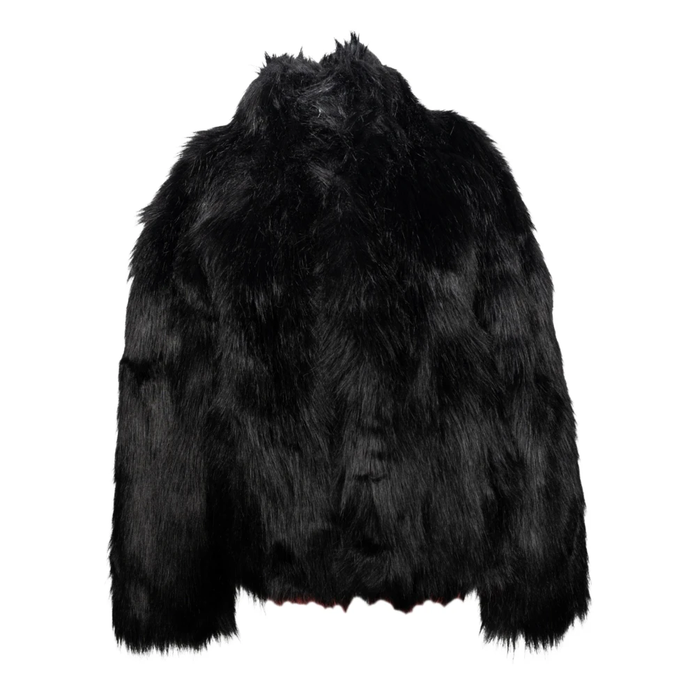 Misbhv Zwarte Faux Fur Jas met Rits Black